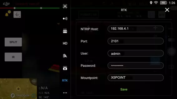Introduzca los parámetros necesarios para utilizar el servicio NTRIP LOCAL