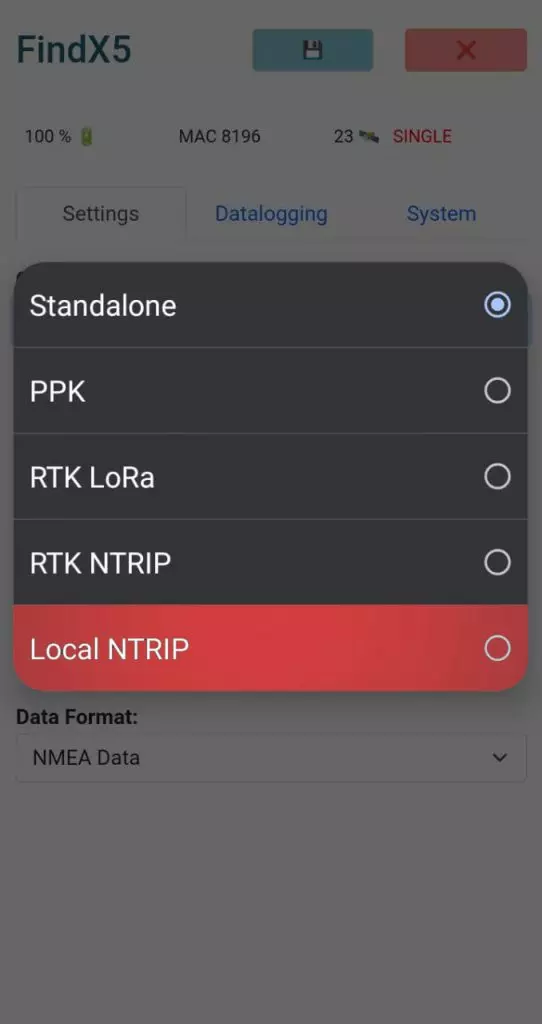Modos de operación en la App FindX5